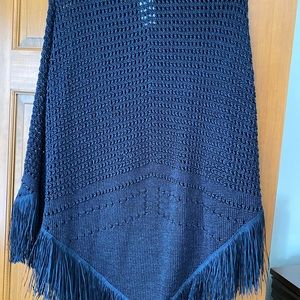 Chico’s Navy Fringe Poncho